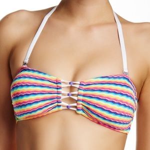 CA by Vitamin A Karlie rainbow bandeau swim top